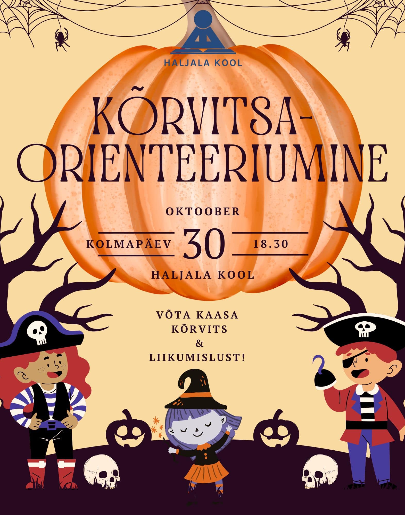 Cream And Black Illustrative Halloween Party Poster min